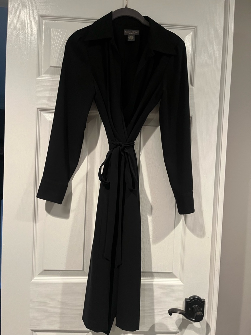 Banana Republic Black Long Sleeve Wrap Dress with Tie Waist